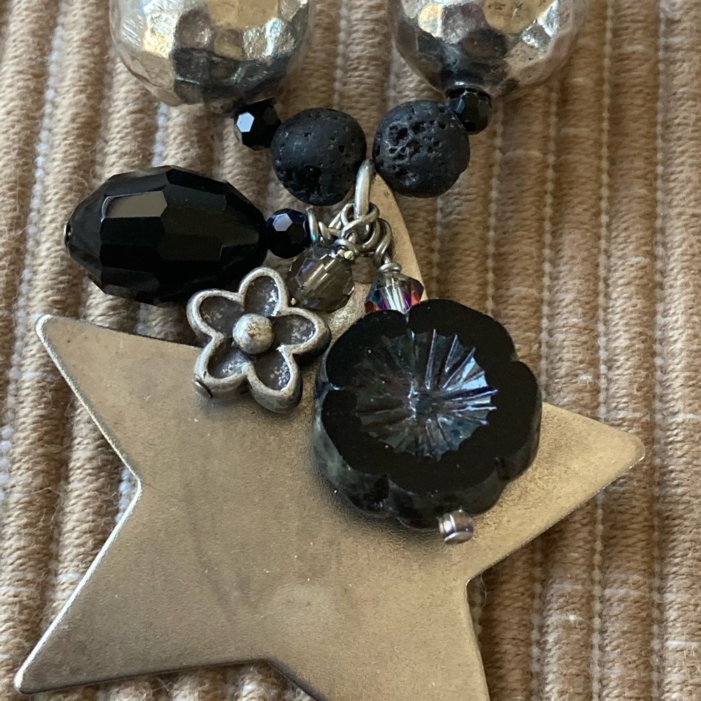 NWT Sterling Silver Crystal Quartz & Spinel Necklace w Star Pendant